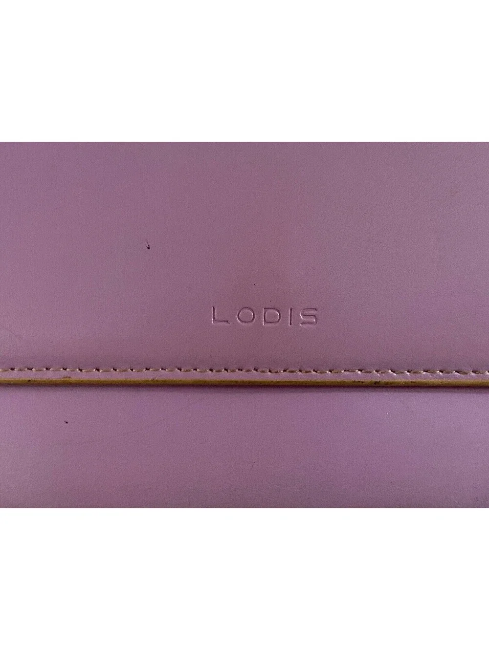 Lodis RFID Leather Lavender Wallet Beige Accent Snap Closure Zip Compartment